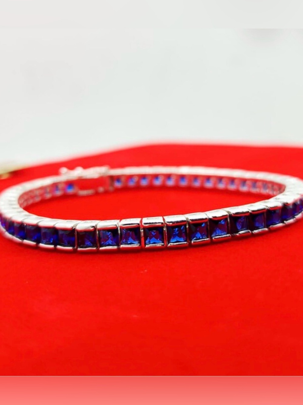 14k white gold plated 925 sterling silver blue sapphire princess channel set
